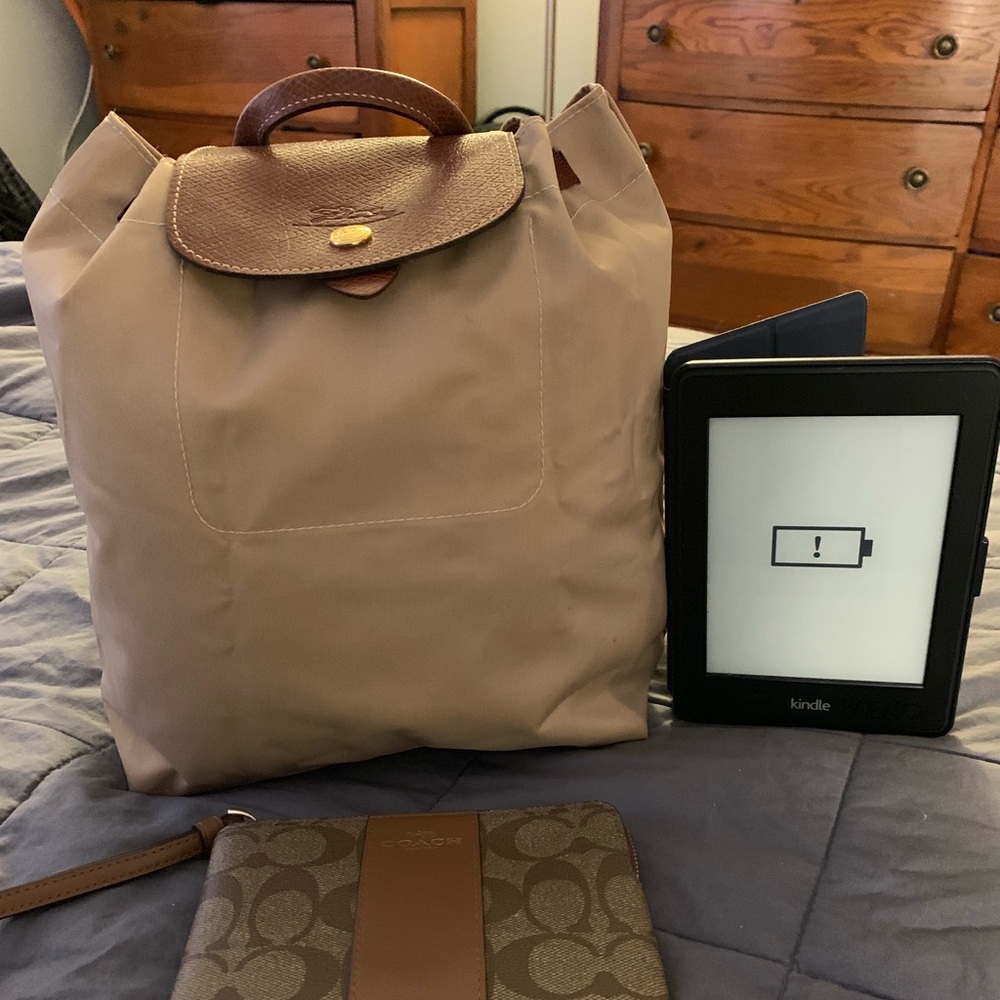 Longchamp Backpack Nylon Tan Authentic